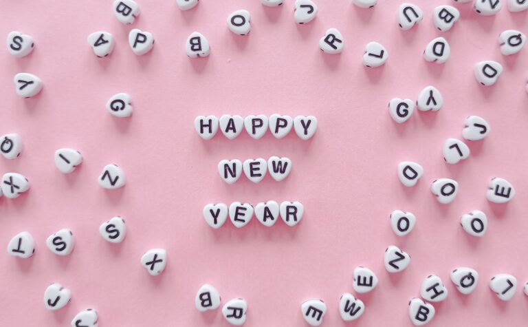 alphabet letters spelling out Happy New Year